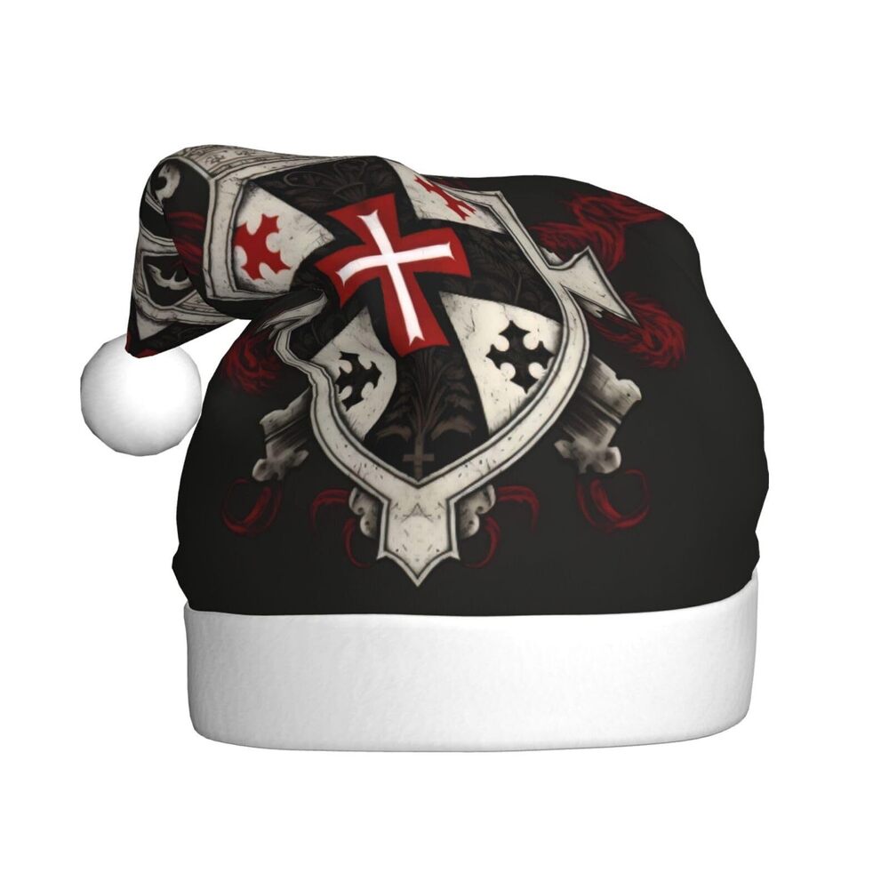 1724 Knights Templar Cross Christmas Hat for Adults, Santa Hats, Holiday
